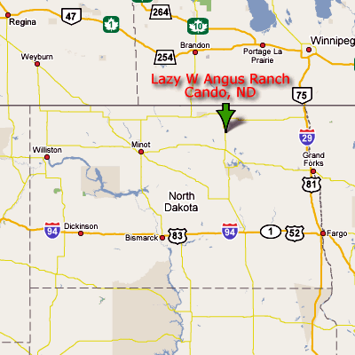 Map to Lazy W Angus Ranch
